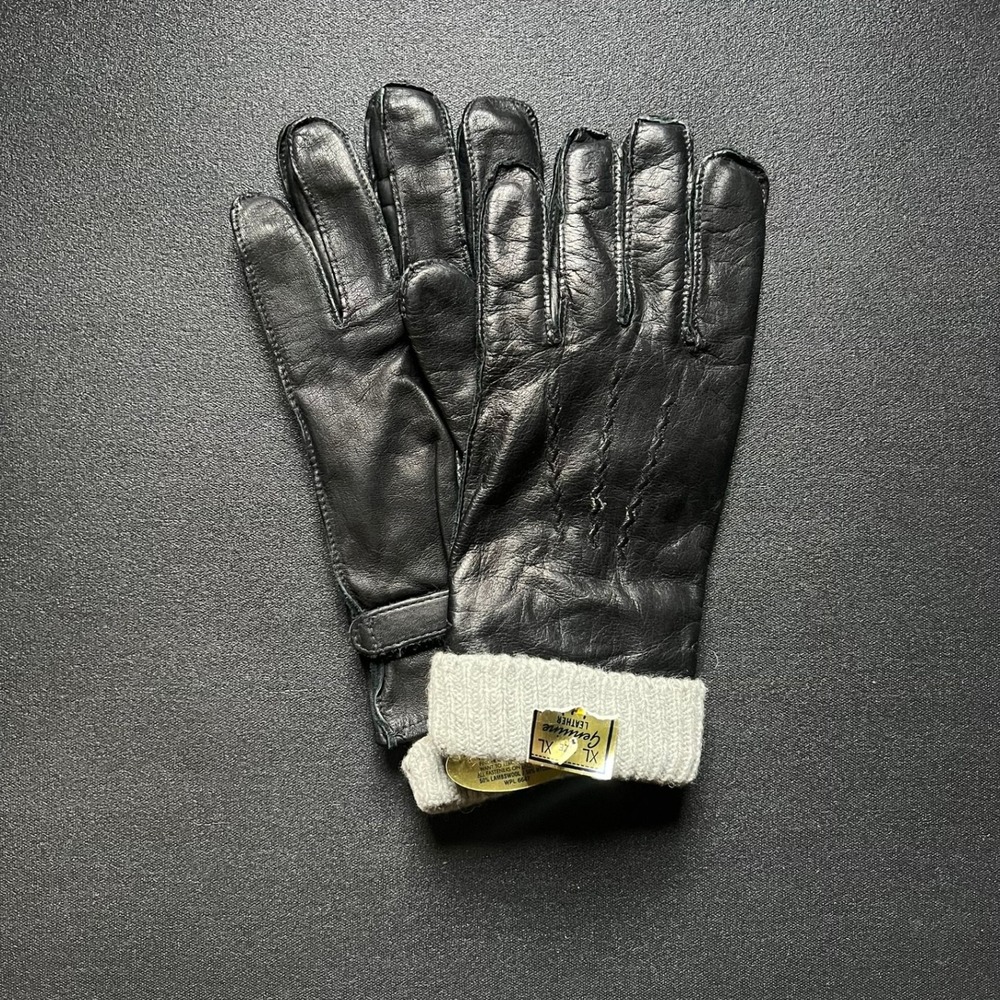 Mens Black Genuine Leather Gloves XL Lambswool Blend Liner Minimalist Gentleman
